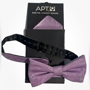 Apt 9 Purple Bow Tie + Pocket Square Jimmy Geo Pattern New MSRP $38